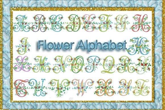 Flower Alphabet Embroidery Bundle