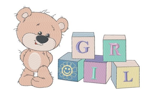 Teddy Bear with Cubes for Baby Girl